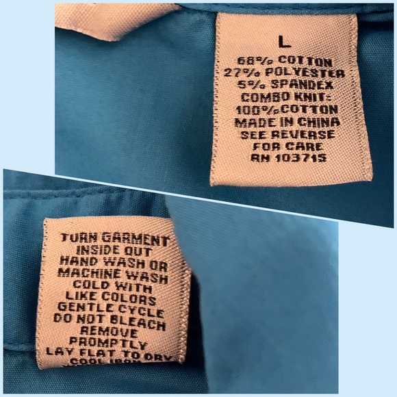 🔥5/$20🔥 “Signature by Larry Levine” Blue Button-Down Stretch Jersey Sides L - Picture 3 of 7